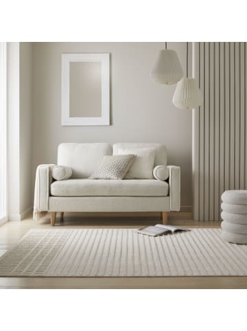 KADIMA DESIGN Maschinenwaschbarer Streifenteppich, ideal für das Familienleben in Weiß