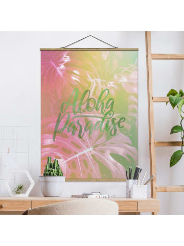 WALLART Stoffbild mit Posterleisten - Rainbow - Aloha Paradise in Pink