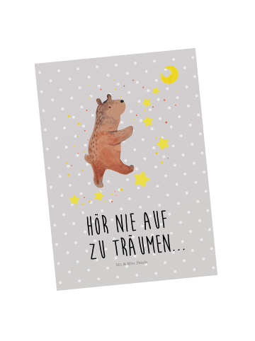 Mr. & Mrs. Panda Wanddeko Bär Träume mit Spruch in Grau Pastell
