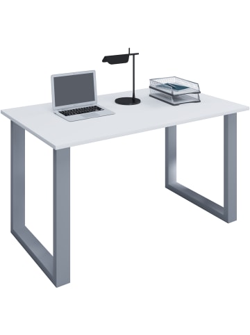 VCM  Schreibtisch Bürotisch Computertisch 140x80 Lona U in Silber / Weiß