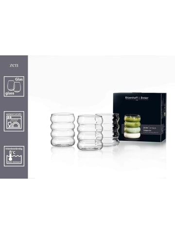 Ritzenhoff & Breker 4er Set Trinkgläser-Set Zen 300 ml in transparent