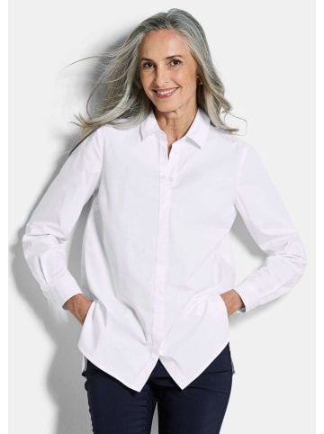 GOLDNER Baumwollbluse mit Hemdkragen in weiß