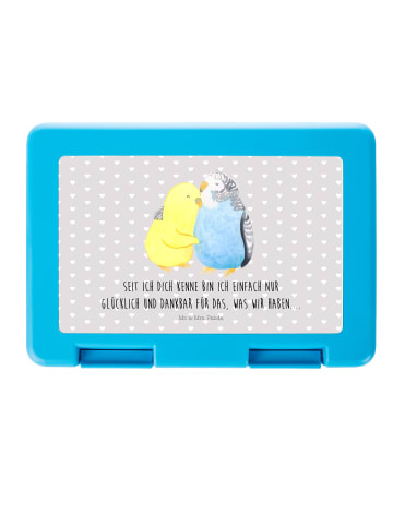 Mr. & Mrs. Panda Brotbox Wellensittich Liebe mit Spruch in Grau Pastell