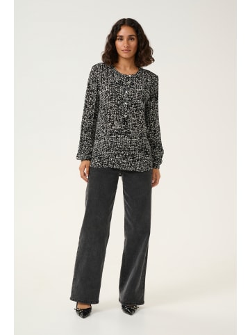 Kaffe Langarm-Bluse KApollie in Black/Turtledove Graphic Dot