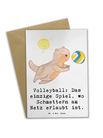 Mr. & Mrs. Panda Klappkarte Volleyball Schmettern mit Spruch in Weiß