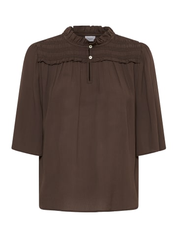 SAINT TROPEZ Kurzarm-Bluse ShaktiSZ Gerade Passform in Chocolate Brown