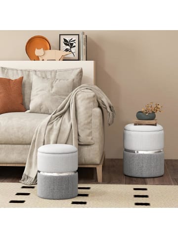 COSTWAY 2er-Set Sitzhocker Samt in Grau