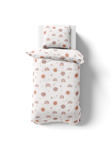 TRAUMHELDEN Bettwäsche-Set "Boho Dreams" Sonne, Regenbogen, Planet, Wolke in Weiß/ Beige