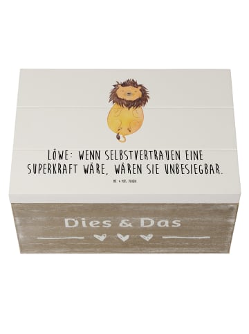 Mr. & Mrs. Panda Kiste Löwe Superkraft mit Spruch in Weiß