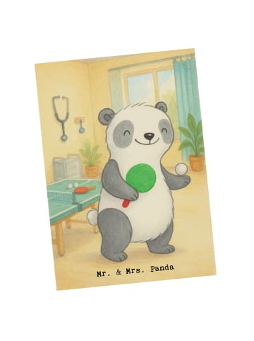 Mr. & Mrs. Panda Postkarte Panda Tischtennis Design ohne Spruch in Weiß