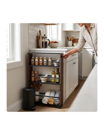 relaxdays Nischenwagen "Industrial" in Schwarz/ Braun - (B)13 x (H)80 x (T)50 cm