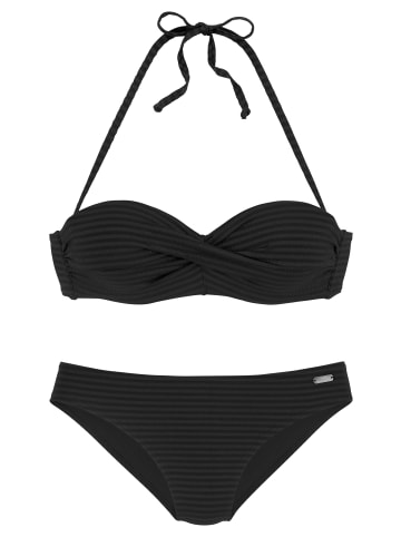 Venice Beach Bügel-Bandeau-Bikini in schwarz