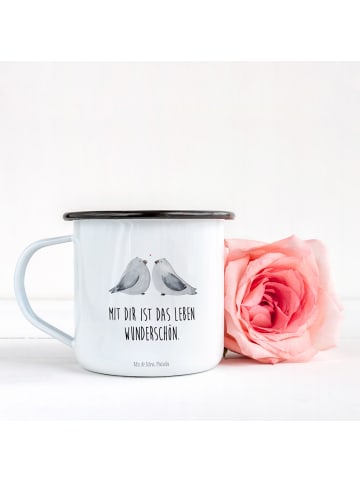 Mr. & Mrs. Panda Teebecher Turteltauben Liebe mit Spruch in Weiß