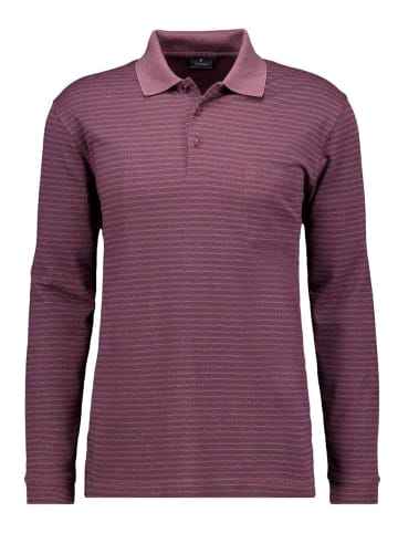 Ragman Softknit-Polo Jacquard, Langarm in Rot