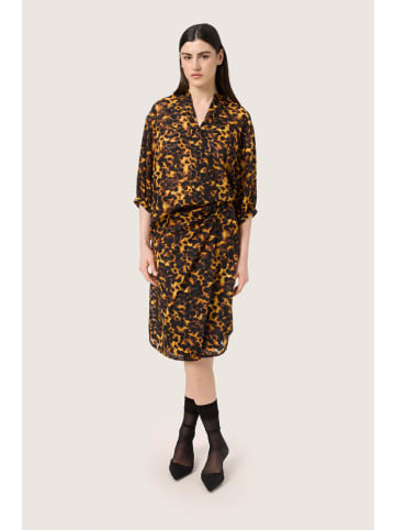 Soaked in Luxury Langarm-Bluse SLGunvy Lockere Passform in Tortoise Print