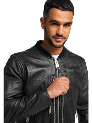 Carlo Colucci Lederjacke Coccodrillo in Schwarz