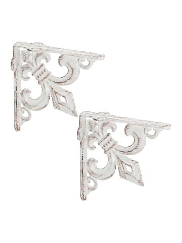 relaxdays 4 x Regalwinkel Lilien Ornamen in Weiß