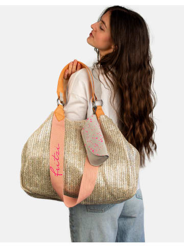 Fritzi aus Preußen Shopper Izzy Medium Limited Painted Straw in Silver Nature
