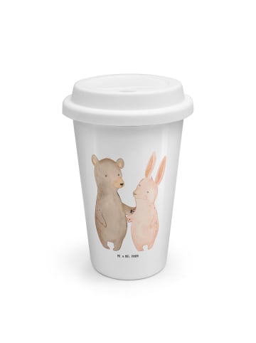 Mr. & Mrs. Panda To Go Becher Bär und Hase Umarmen ohne Spruch in Weiß