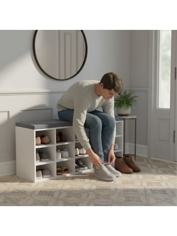 relaxdays Schuhbank in Dunkelbraun - (B)105 x (H)48 x (T)30 cm