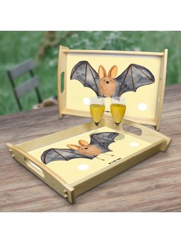 Mr. & Mrs. Panda tablett holz Fledermaus Flügel ohne Spruch in Gelb Pastell