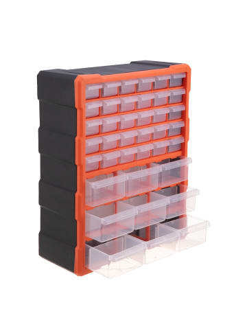 relaxdays Kleinteilemagazin in Schwarz/ Orange - (B)38 x (H)47 x (T)16 cm