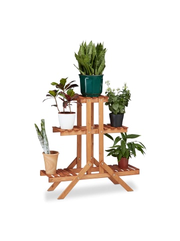 relaxdays Blumentreppe in Hellbraun - (B)83 x (H)82,5 x (T)28,5 cm