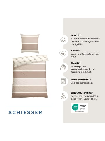 Schiesser Feinbiber-Bettwäsche-Set Brody in Taupe