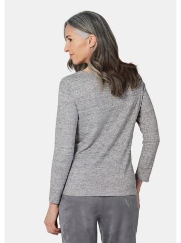 GOLDNER Kurzgröße:  Langarmshirt mit Applikation in silbergrau / melange