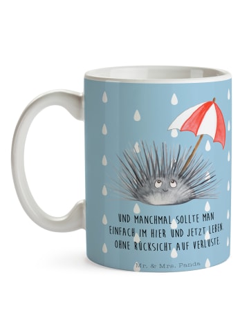 Mr. & Mrs. Panda Becher Seeigel mit Spruch in Blau Pastell