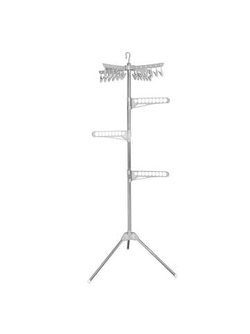 relaxdays Wäscheständer Kleiderbügel in Silber/ Weiß - (B)59 x (H)170 x (T)59 cm