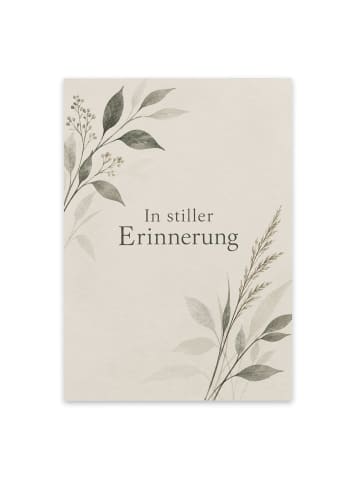 Trauerkarte Zweig still Design mit Spruch in Weiß