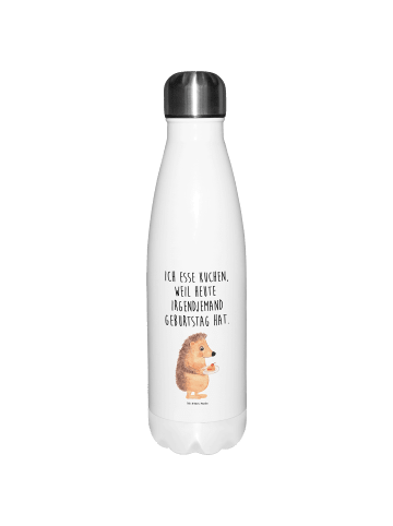 Mr. & Mrs. Panda Isolier-Trinkflasche Igel Kuchenstück mit Spruch in Weiß