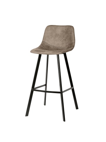 home24 home24 Barstuhl 2er-Set im Industrial-Stil in Beige / Grau