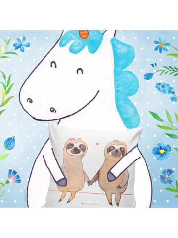 Mr. & Mrs. Panda kissen für sofa Faultier Pärchen ohne Spruch in Weiß