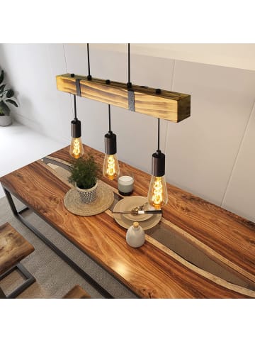 ZMH Pendelleuchte 3-flammige E27 in shwarz Holz Vintage B 61CM