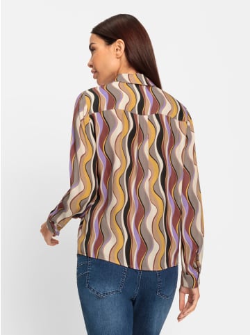Heine Druckbluse in camel-lavendel-bedruckt