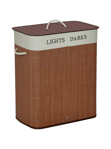 HOMCOM Wäschekorb-52L x 32B x 63H cm-Braun+Weiß