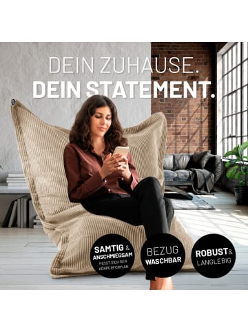 Lumaland LUMALAND Sitzsack Classic XXL Cord 380 L - 140 x 180 cm - mit waschbarem Bezug