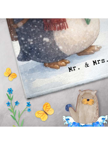 Mr. & Mrs. Panda Handtuch Pinguin Winter Pommes Design mit Spruch in Weiß