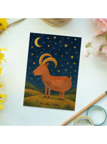 Mr. & Mrs. Panda Postkarte Sternzeichen Steinbock Design ohne Sp... in Weiß