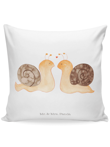 Mr. & Mrs. Panda Zierkissen Schnecken Liebe ohne Spruch in Weiß