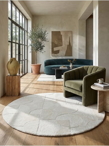 KADIMA DESIGN Wollteppich Kurzflor DEBEN Geometrisch Naturfaser Wohnzimmer in Elfenbein