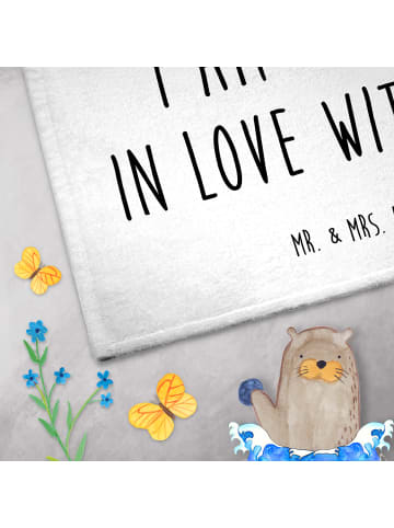 Mr. & Mrs. Panda Gästehandtücher Schildkröten Paar mit Spruch in Weiß