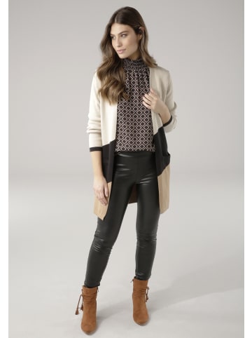 Laura Scott Blusentop in schwarz-camel-gemustert