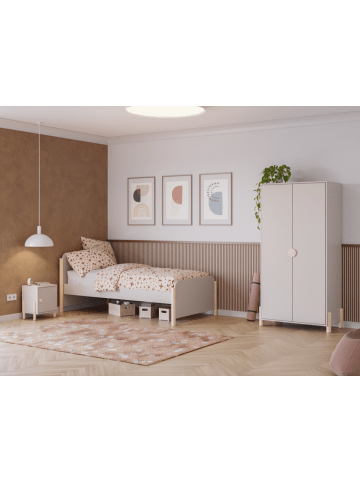 CALICOSY Nachttisch DAPHNÉ in Creme - (W) 39.4  x (H) 47  x (L) 30  cm