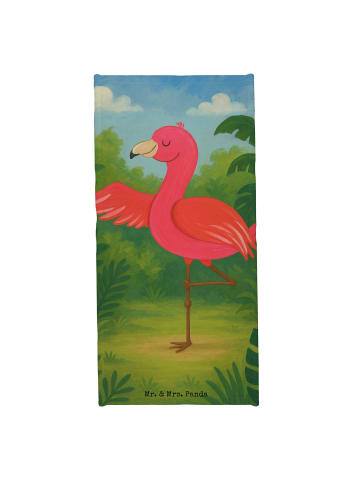 Mr. & Mrs. Panda Badehandtuch Flamingo Yoga Design ohne Spruch in Aquarell Pink