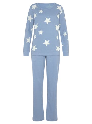 VIVANCE DREAMS Pyjama in hellblau-marine-Sterne