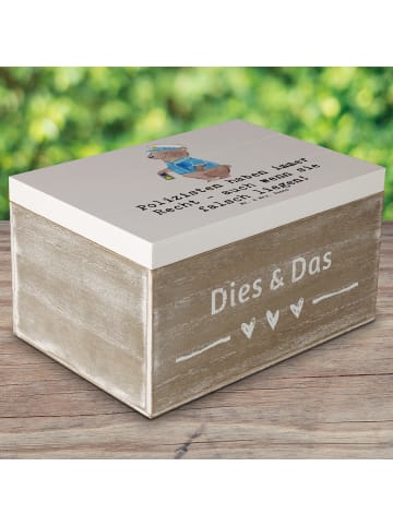 Mr. & Mrs. Panda Truhe Polizist Humor mit Spruch in Grau Pastell