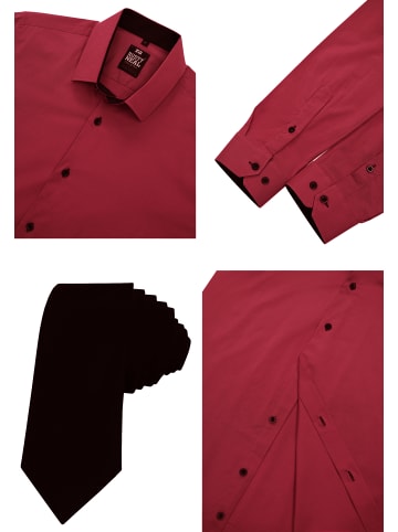 Rusty Neal Hemd mit Krawatte 2er Set in Bordo
